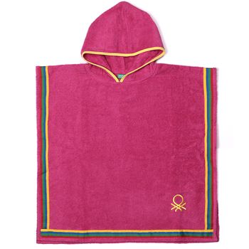 Poncho 100% Algodón Benetton Kids 85x85cm Rosa