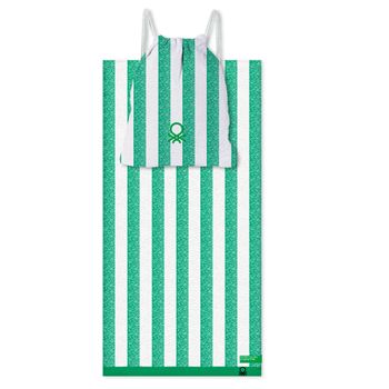 Set 2pc Toalla De Playa (toalla 90x160cm + Bolsa 144tc Hilo Teñido) Verde Rainbow Be