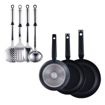  Utensilios de cocina Set – 7 pcs/set de sartén antiadherente ( menaje – Utensilios de cocina – de nailon para ollas y sartenes – contiene  la cuchara, espátula, cuchara, batidor, denso Tallo