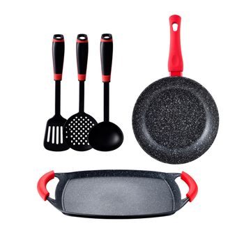 Batería de cocina - Smile Wood, Batería Cocina Inducción 3 Piezas Aluminio  Fundido Antiadherente ILAG sin PFOA Set Cazuelas Sa