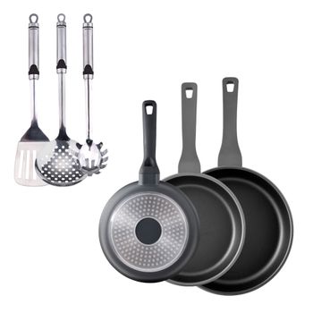 Set Juego Sartenes 20-24 Cm Inducción Aluminio Extra Grueso Antiadherente  Ecológico Sin Pfoa Negro Fagor Nela Marble con Ofertas en Carrefour