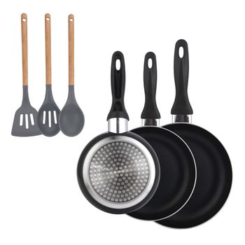 Batería de cocina - Smile Wood, Batería Cocina Inducción 3 Piezas Aluminio  Fundido Antiadherente ILAG sin PFOA Set Cazuelas Sa