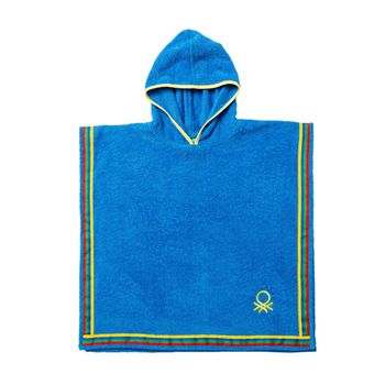 Albornoz Poncho De Niño 65x65 380 Gsm 100% Algodón Azul Kids Benetton