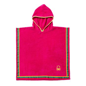 Albornoz Poncho De Niño 65x65 380 Gsm 100% Algodón Rosa Kids Benetton