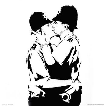 Print 30x30 Cm Brandalised Bobbies Kissing