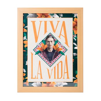 Print Enmarcado 30x40 Cm Frida Kahlo Viva La Vida