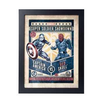 Print Enmarcado 30x40 Cm Marvel Comics Captain America Vs Red Skull