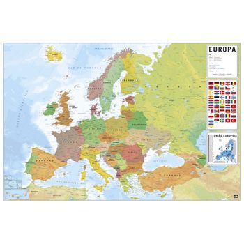 Poster Mapa Europa Fisico Politico Portugues