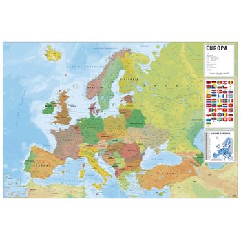 Poster Mapa Europa Fisico Politico Italiano