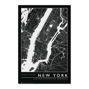Poster Mapa De Nueva York En Blanco Y Negro