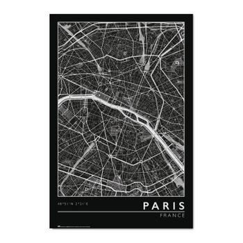 Poster Mapa De Paris En Blanco Y Negro