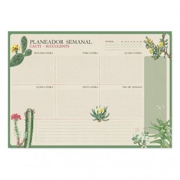 Bloc Planificador Semanal A3 Botanical Cacti Portugues Kokonote