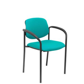 Silla Confidente De 4 Patas, Con Brazos Y Estructrua Negra - Asiento Y Respaldo Tapizados En Tejido Bali Color Verde Piqueras Y Crespo Modelo Villalgordo