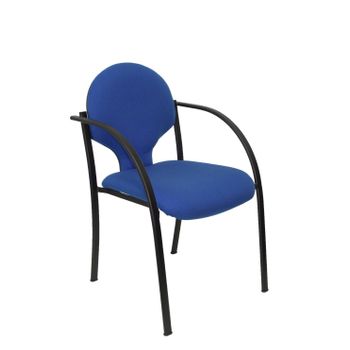 Pack De 2 Sillas Confidente Ergonómica Con Brazos Fijos Incorporados, Apilable Y Estructura En Color Negro  Asiento Y Respaldo Tapizados En Tejido Bali Color Azul Piqueras Y Crespo Modelo Hellin