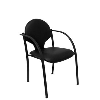 Pack De 2 Sillas Confidente Ergonómica Con Brazos Fijos Incorporados, Apilable Y Estructura En Color Negro  Asiento Y Respaldo Tapizados En Tejido Similpiel Color Negro Piqueras Y Crespo Modelo Hellin