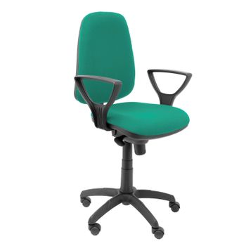 Silla De Oficina Ergonómica Con Mecanismo Sincro Y Regulable En Altura - Asiento Y Tejido Tapizado En Tejido Bali Color Verde (brazos Fijos Incluidos) Piqueras Y Crespo Modelo Tarancón