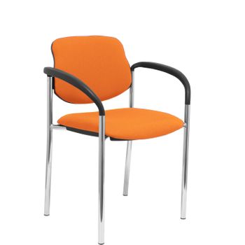 Silla Confidente Villalgordo Bali Naranja Chasis Cromo Con Brazos