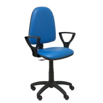 Silla De Oficina Ayna Similpiel Azul Con Brazos