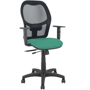 Silla Giratoria De Oficina Alocén 111 X 61 X 58 Cm - Con Traslack - Respaldo Malla - Brazos Regulables - Verde Esmeralda