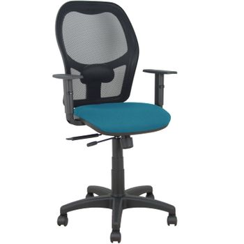 Silla Giratoria De Oficina Alocén 111 X 61 X 58 Cm - Con Traslack - Respaldo Malla - Brazos Regulables - Verde Petróleo