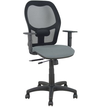 Silla Giratoria De Oficina Alocén 111 X 61 X 58 Cm - Con Traslack - Respaldo Malla - Brazos Regulables - Gris