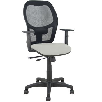 Silla Giratoria De Oficina Alocén 111 X 61 X 58 Cm - Con Traslack - Respaldo Malla - Brazos Regulables - Gris Claro