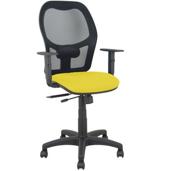 Silla Giratoria De Oficina Alocén 111 X 61 X 58 Cm - Con Traslack - Respaldo Malla - Brazos Regulables - Amarillo