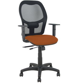 Silla Giratoria De Oficina Alocén 111 X 61 X 58 Cm - Con Traslack - Respaldo Malla - Brazos Regulables - Marrón