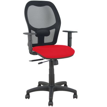 Silla Giratoria De Oficina Alocén 111 X 61 X 58 Cm - Con Traslack - Respaldo Malla - Brazos Regulables - Rojo