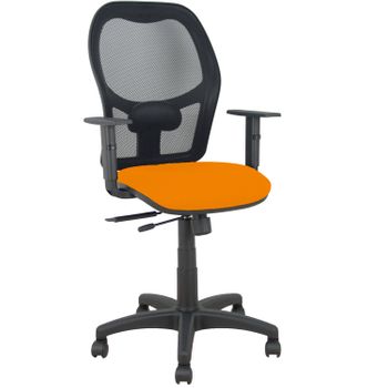 Silla Giratoria De Oficina Alocén 111 X 61 X 58 Cm - Con Traslack - Respaldo Malla - Brazos Regulables - Naranja