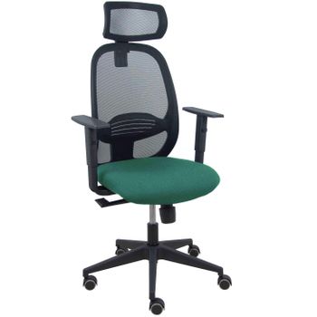 Silla Giratoria De Oficina Cilanco 131 X 64 X 55 Cm - Respaldo Malla - Brazos Regulables - Cabecero Regulable - Verde Botella