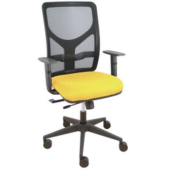 Silla Giratoria De Oficina Motilla 107 X 61 X 60 Cm - Con Traslack - Respaldo Malla - Brazos Regulables - Amarillo