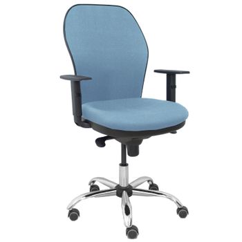 Silla Giratoria De Oficina Jorquera 109 X 64 X 52 Cm - Asiento Tapizado - 5 Ruedas Parqué - Azul Cielo