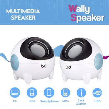 Biwond Altavoz Gaming Wally Speaker (pack 2 Altavoces Multimedia Usb 2.0, 3.5w, Compactos, Conexión Jack 3.5mm Y Usb) - Blanco