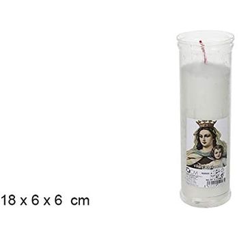 Vela Religiosa Virgen Del Carmen 18 X 6 X 6. Color Blanco. 1 Ud