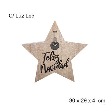 Caja De Madera Con Luz Led Estrella Feliz Navidad (medidas Del Artículo: 30x29x4cm)