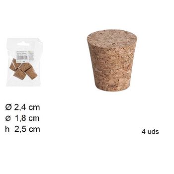 Tapones De Corcho Natural Para Botellas. Pack 4 Unidades