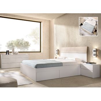 Cama Much Habitación Matrimonio 3 Cajones Color Nogal Y Blanco Dormitorio  Moderna Mueble 135/140x190/200 Cm con Ofertas en Carrefour