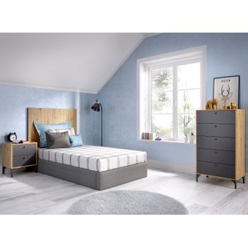 Pack Muebles Dormitorio Andy Armario Cabezal 2 mesitas Cómoda 5 cajones  Estilo Industrial habitación oxido