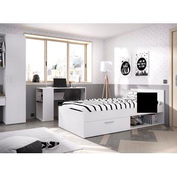 Cama compacta 90x190 cm con cama inferior + 2 cajones CHASE