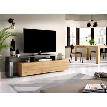 Mueble De Tv De Madera Nórdico  Modelo Denise Gris Thinia Home