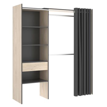 Armario Vestidor De Tela Con Puertas De Cremallera Nyana Home Medidas  170x110x45cm Negro con Ofertas en Carrefour