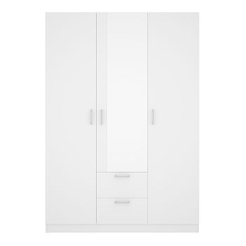 Armario Maxi 3 Puertas + 2 Cajones Con Espejo Blanco 215x150x52 Cm