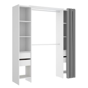 Kit Vestidor Con 4 Cajones Y Cortina - Suit - 205x180x50 - Blanco