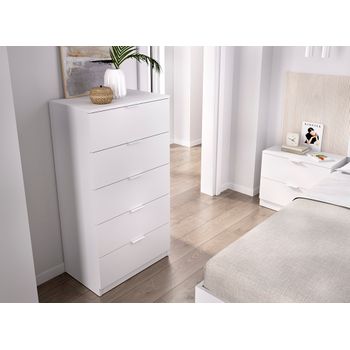 Dekit Lago - Sinfonier De Cinco Cajones Para Dormitorio - Blanco - 109.7 X 60.2 X 39 Cm