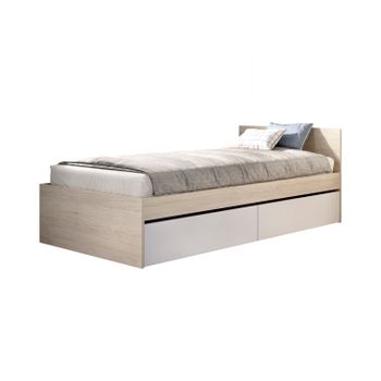 Top - Cama 90x190 +2 Cajones - 67x95,8x194,8 - Natural /blanco