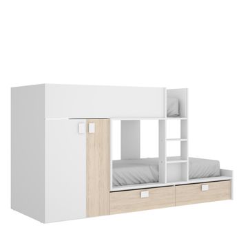 Cama Tren Para 2 Niños Juvenil - Matt - 150x275x106 - Blanco / Natural