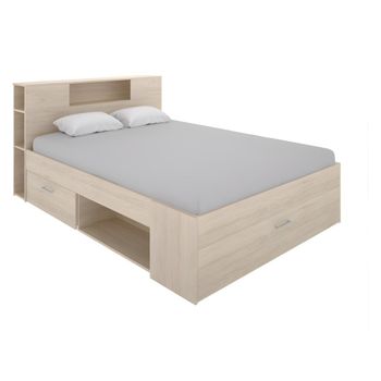 Base De Cama Leandre 2 Cajones 228.5x169.5x95 Cm Color Color Natural Claro Vente-unique