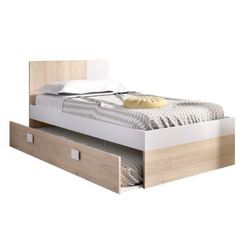 Dina - Cama 190x90 + Arrastre - 79x97x196 - Natural / Blanco