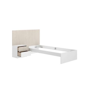 Conjunto De Dormitorio Lion Cabecero + Mesita + Aro Natural/blanco